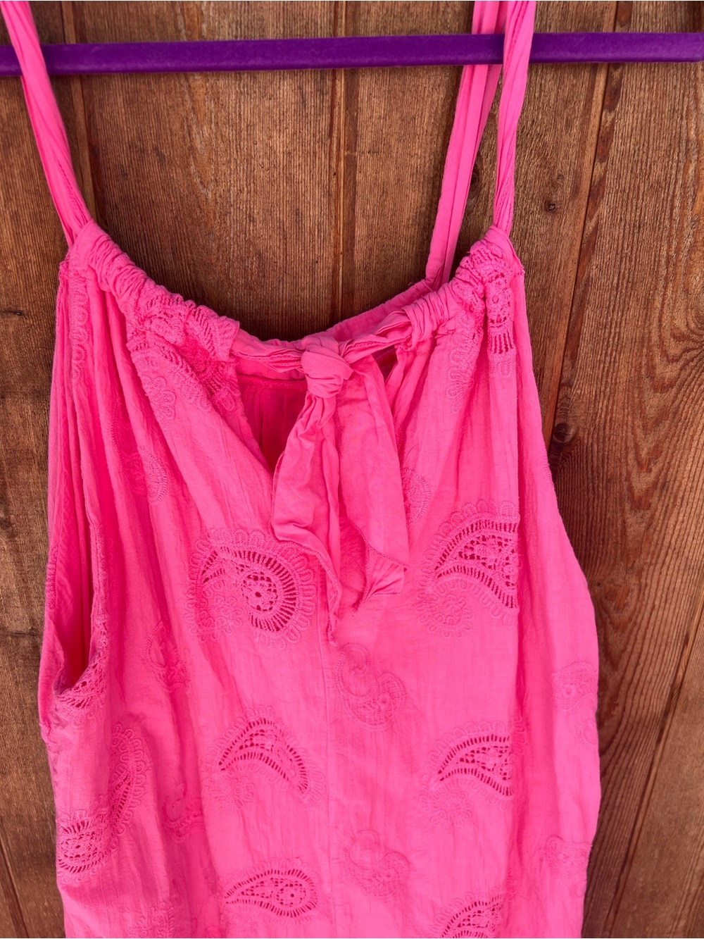Bella Amore Made in Italy Pink Cotton Eyelet Sundress Size L Sleeveless Midi - Picture 5 of 14